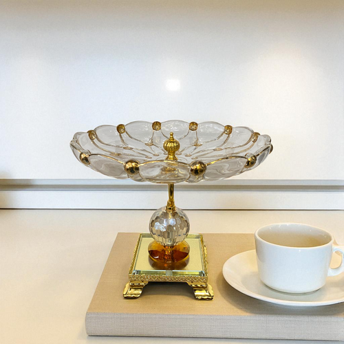Three-Piece Gilded Crystal Pedestal Bowls