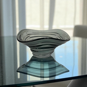 Modern Waveform Smoked Glass Italian Bowl