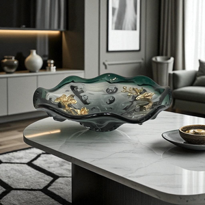 Emerald Blossom Decorative Glass Bowl