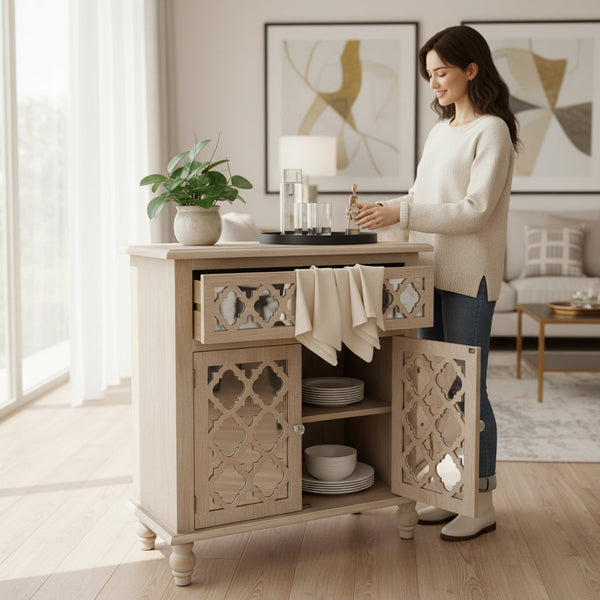 Nova Shine Contemporary Mirror Side Cabinet