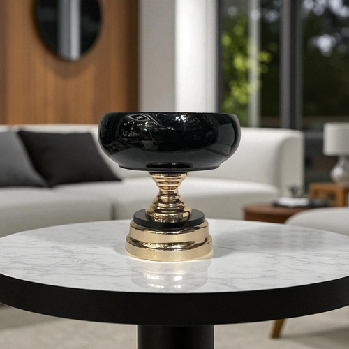 Ebony Elegance Pedestal Compote Bowls