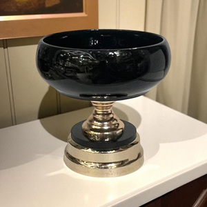 Ebony Elegance Pedestal Compote Bowls