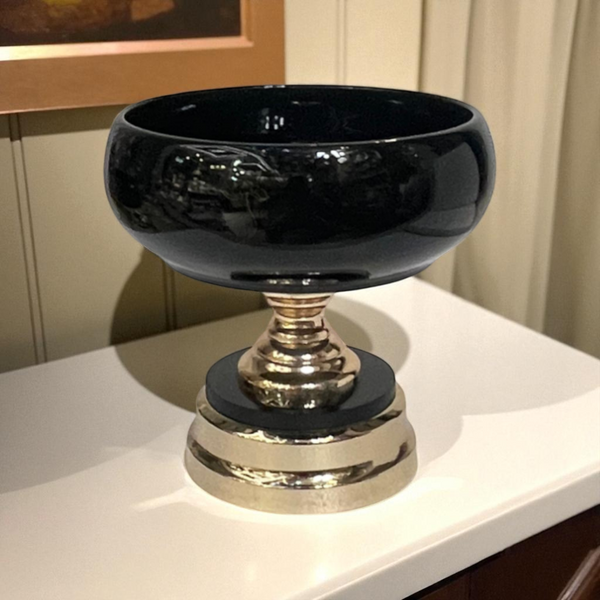 Ebony Elegance Pedestal Compote Bowls