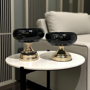 Ebony Elegance Pedestal Compote Bowls