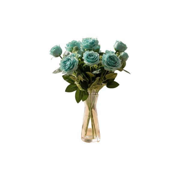 Sky Blue Blossom Decorative Flowers (1 Bunch in Vase)