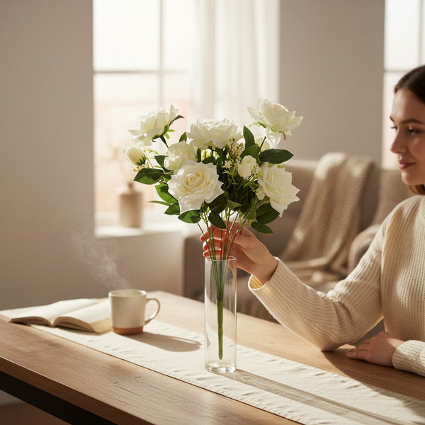 Luxury Burgundy Artificial Blossom Flower (1 Stick in Vase)