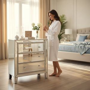 Silver Aura Reflective Accent Side Table