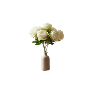 Off-White Artificial Rose Flowers (2 Bunches in Vase)