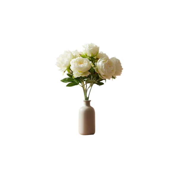 Off-White Artificial Rose Flowers (2 Bunches in Vase)
