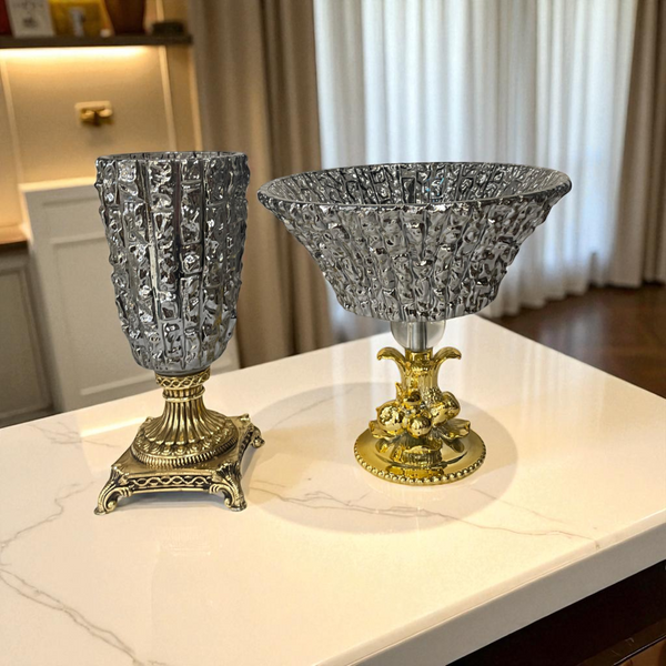 Pair of Cut-Glass Murano Bowls