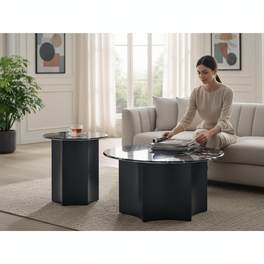 Original Luxe Metallic Centre Table + Coffee Table Set