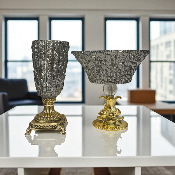 Pair of Cut-Glass Murano Bowls