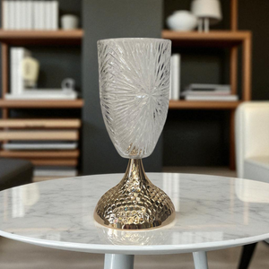 Cut-Glass with Metallic Goblet Vase