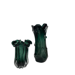 Emerald Fluted Art Glass Vase
