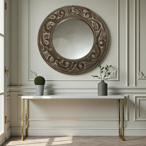 Royal Crest Brass Carving Mirror