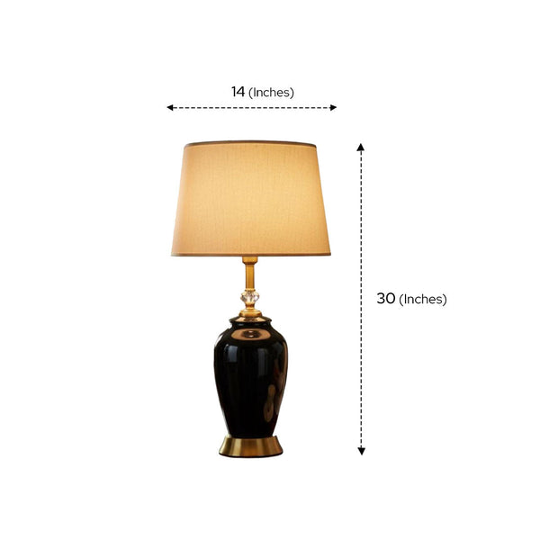 Classic Jet-Black Porcelain Table Lamp
