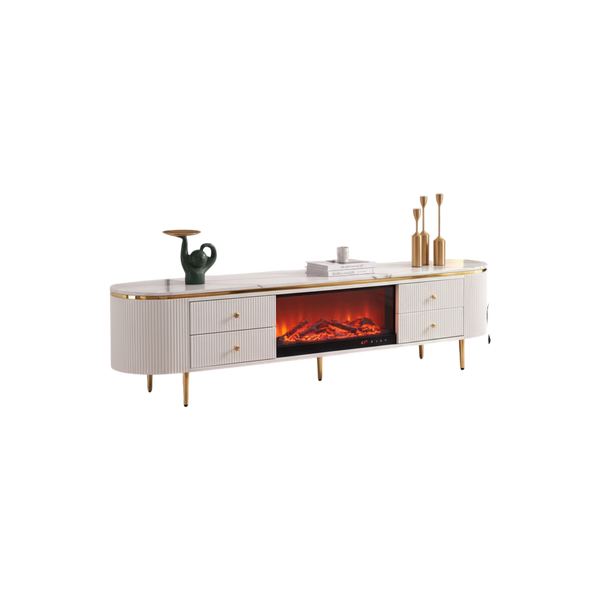 Modern Simulated TV Console with High-Quality Imported Fireplace