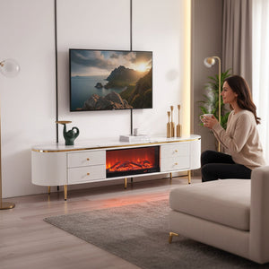 Modern Simulated TV Console with High-Quality Imported Fireplace