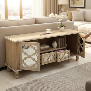 Opal Glow Mirrored Contemporary Storage Console