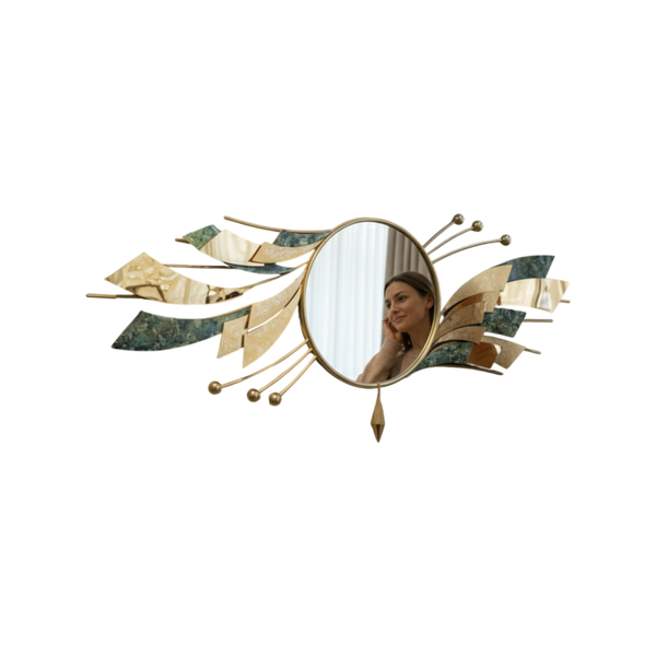 Luxury Gold-Toned Stainless Steel Wall Motive Mirror