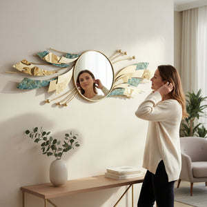 Luxury Gold-Toned Stainless Steel Wall Motive Mirror