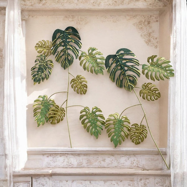 Metallic Green Leaf Wall Art