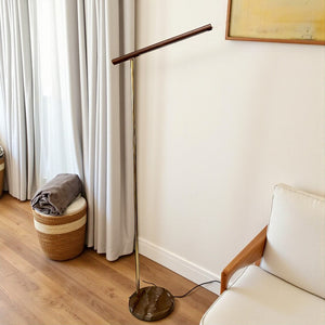 Modern LED Floor Lamp with Wooden Texture Finish