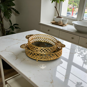 Metal Tray with Reflective Mirror Top