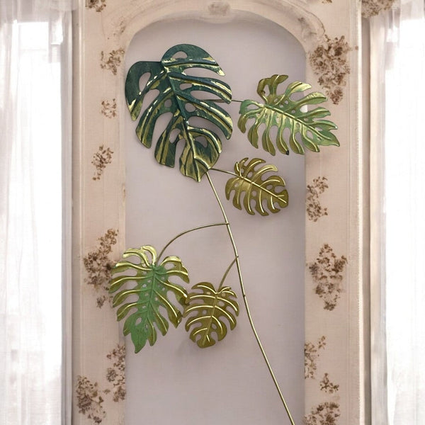 Metallic Green Leaf Wall Art