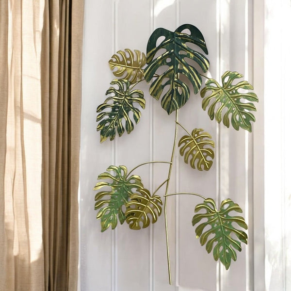 Metallic Green Leaf Wall Art