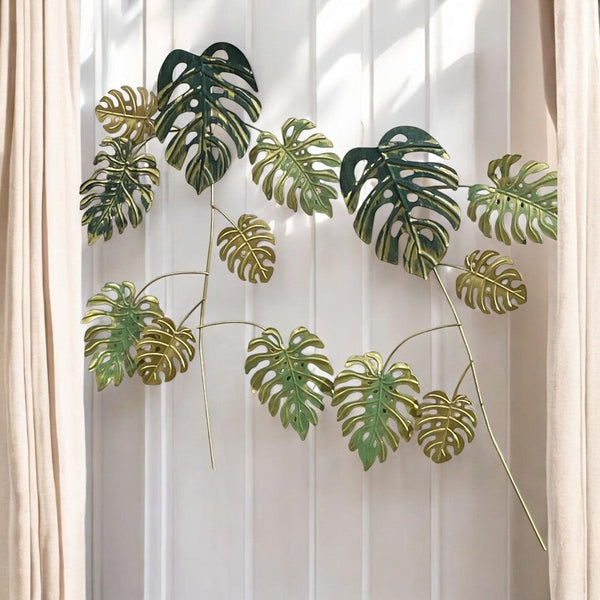 Metallic Green Leaf Wall Art