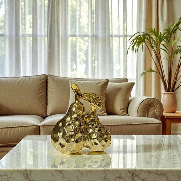 Golden Ceramic Pear Decor