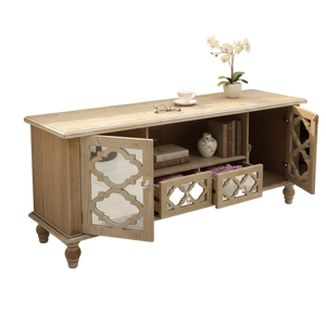 Opal Glow Mirrored Contemporary Storage Console