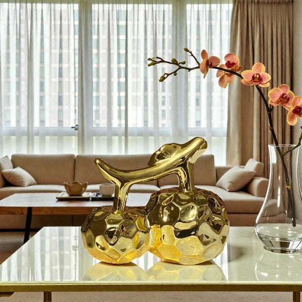 Eva Gold Ceramic Apple Decor