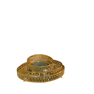 Royal Gold Mirror-Top Decorative Metal Tray