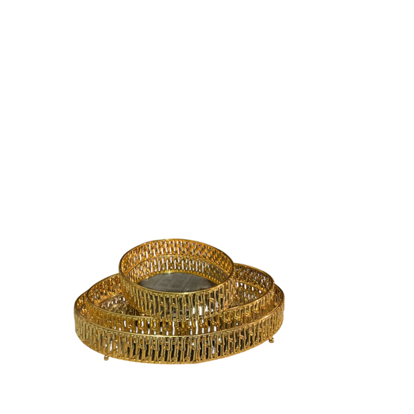 Royal Gold Mirror-Top Decorative Metal Tray