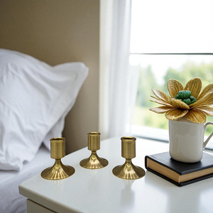 Contempo Brass Gold Candle Stands Set