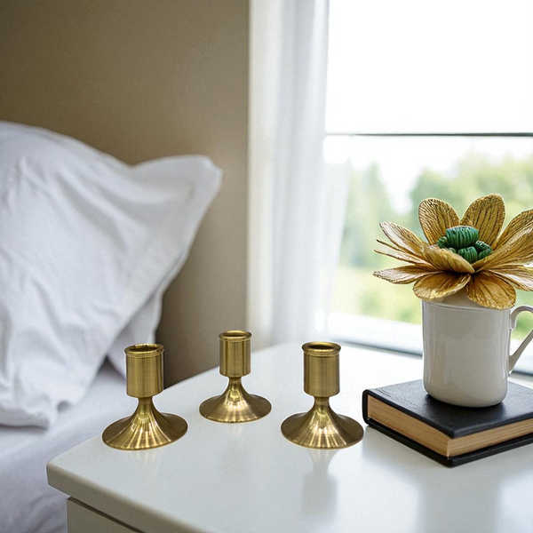 Contempo Brass Gold Candle Stands Set