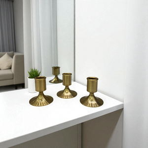 Contempo Brass Gold Candle Stands Set