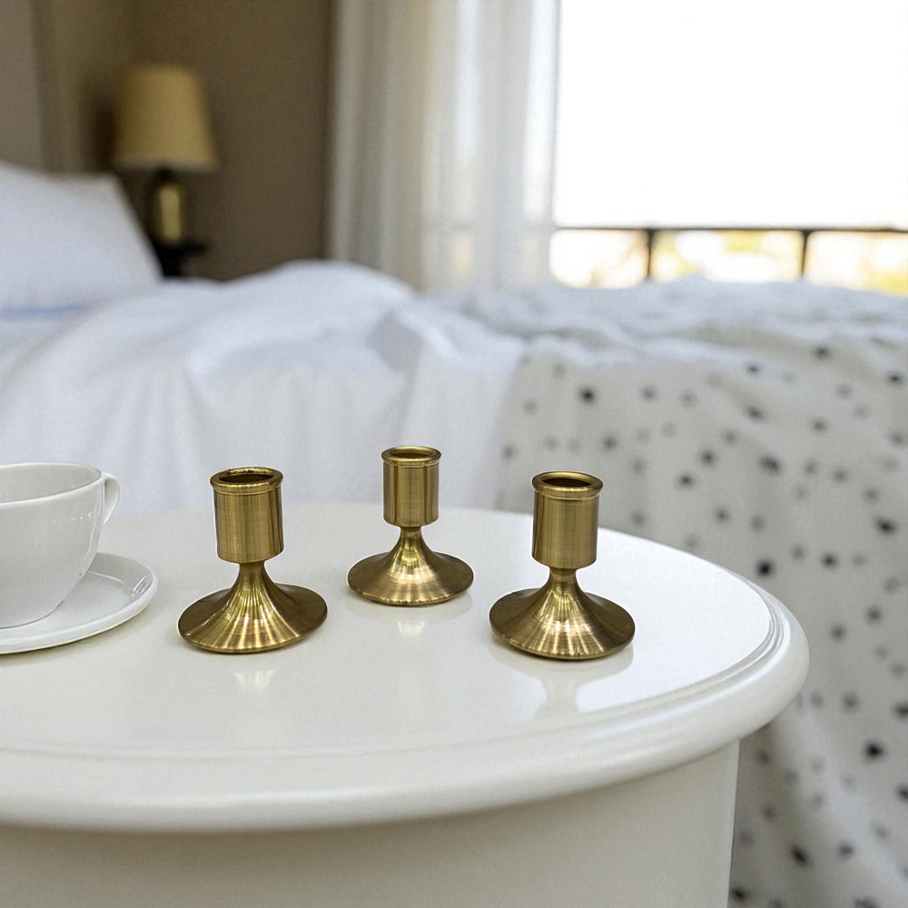 Contempo Brass Gold Candle Stands Set