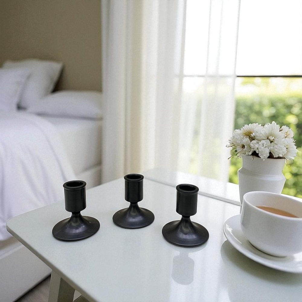 Metallic Noir Black Candle Stands