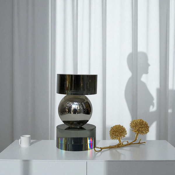 Obsidian Crystal Orb Sculpture