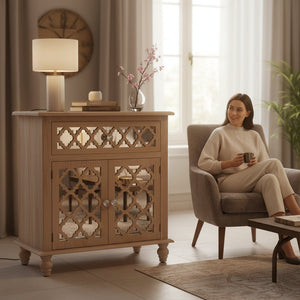 Nova Shine Contemporary Mirror Side Cabinet