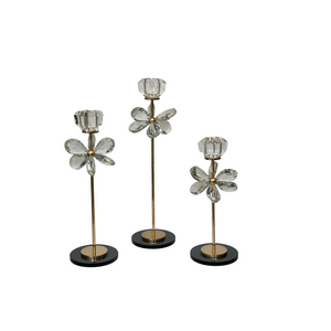 Crystal Blossom Candle Stands Set