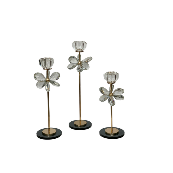 Crystal Blossom Candle Stands Set