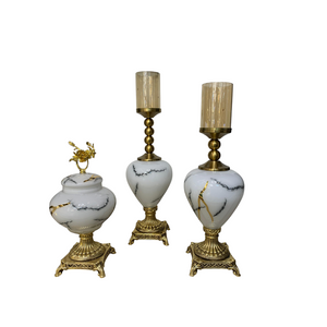 Marble-Style Glass Candle Holders