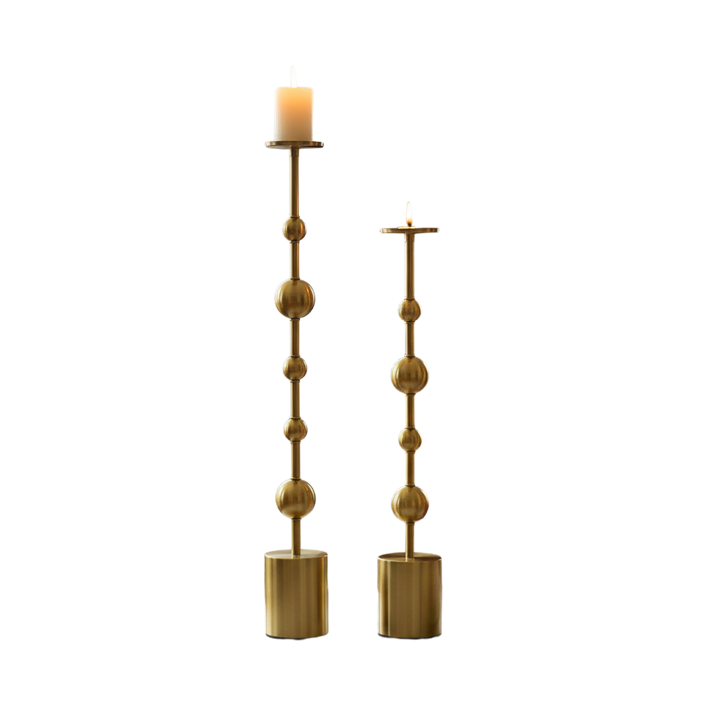 Modern Metallic Ball Decorative Candle Holders Set