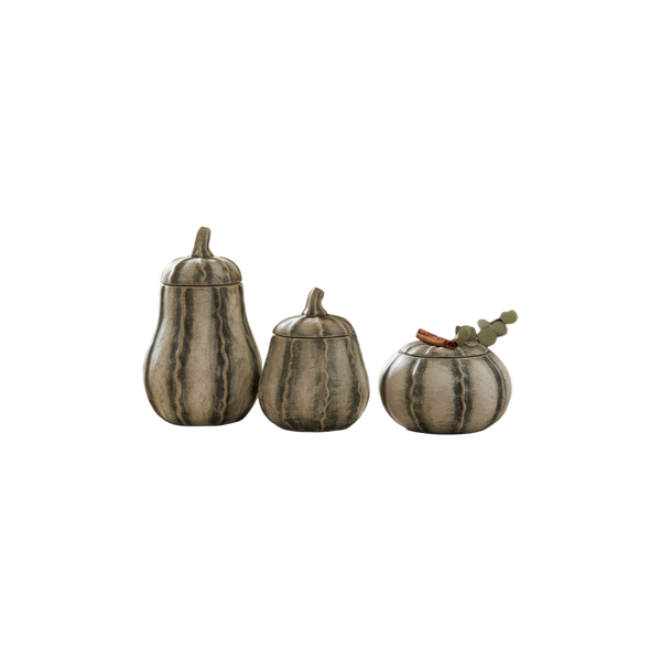 Timeless Olive Green Floral Pumpkin Jars Set