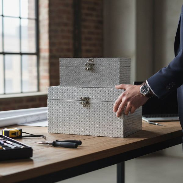 Imperial Diamond Motif Jewelry Box Duo