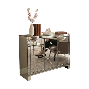 Radiant Luxe Mirrored Accent Console Cabinet